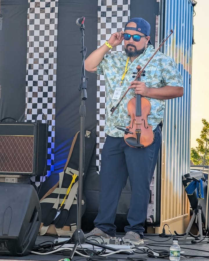Violin in a reggae band still catches people off guard. Cisco Brewers, New Bedford.
